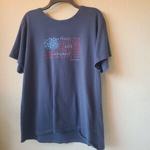 Life Is Good Navy Blue Patriotic Graphic Tee Crusher Tee Women's Size 2XL